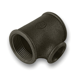 1" x 1 1/4" x 1" Black Three Way Tee Malleable Pipe Fitting (fig.130R)