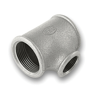 1 1/4Inch x 1/2Inch x 1Inch Galvanised Three Way Tee Malleable Pipe Fitting (fig.130R)