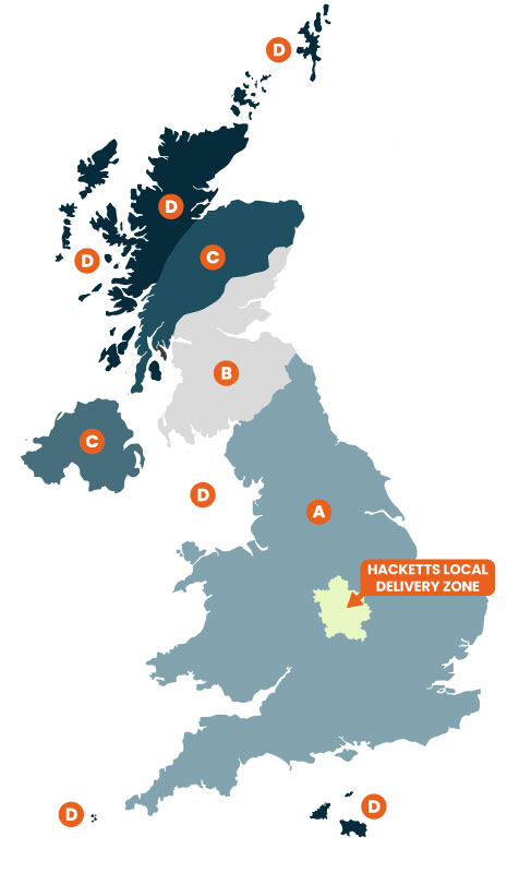 Hacketts British Isles delivery zones