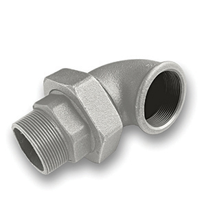 90° Galvanised MxF Union Elbow Malleable Pipe Fitting
