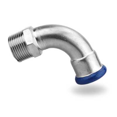 316L Stainless Steel 90° Elbow Adapter with BSPT Male Thread